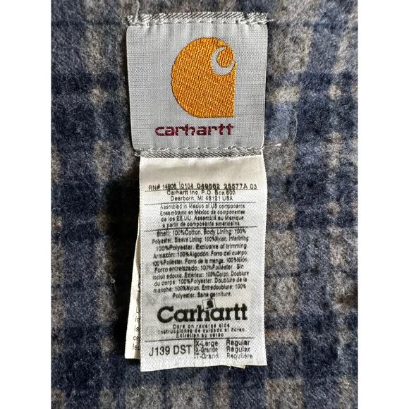 Vintage CARHARTT J139 DST Jacket Denim Hooded Jean Blanket ASAP Rocky 90s Large - Picture 14 of 16